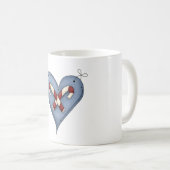 Blue Heart with Candy Canes Country Christmas Koffiemok (Voorkant rechts)
