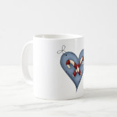 Blue Heart with Candy Canes Country Christmas Koffiemok (Voorkant links)