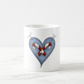 Blue Heart with Candy Canes Country Christmas Koffiemok (Center)
