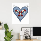 Blue Heart with Candy Canes Country Christmas Poster (Thuiskantoor)