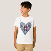 Blue Heart with Candy Canes Country Christmas T-shirt (Voorkant volledig)