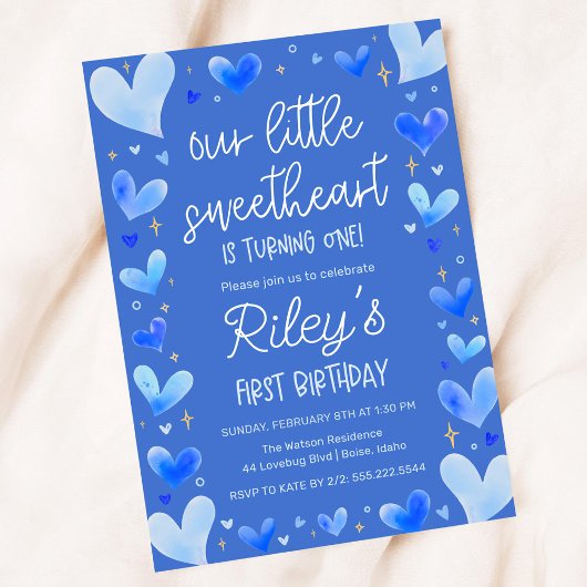 Blue Hearts 1st Birthday Onze kleine liefje Kaart