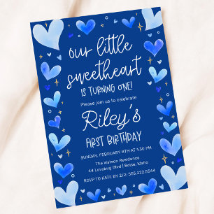 Blue Hearts 1st Birthday Onze kleine liefje Kaart