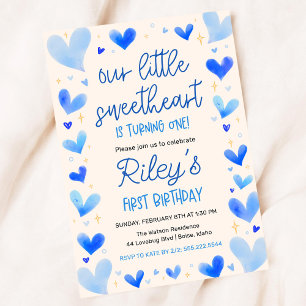 Blue Hearts 1st Birthday Onze kleine liefje Kaart