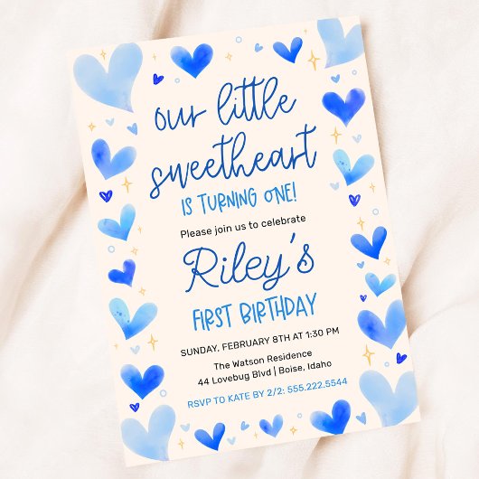 Blue Hearts 1st Birthday Onze kleine liefje Kaart