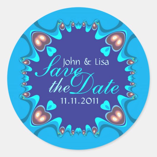 Blue Hearts Alternative Save the Date Stickers (Voorkant)