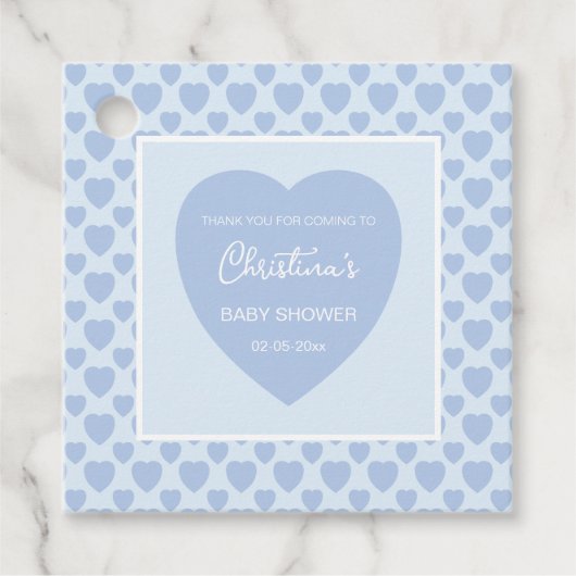 Blue Hearts Baby Shower Bedankjes Labels (Voorkant)