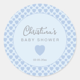 Blue Hearts Baby Shower  Ronde Sticker