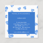 Blue Hearts Beauty Stylist Makeup Artist Vierkante Visitekaartje (Achterkant)