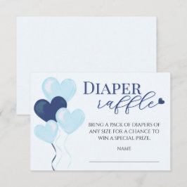 Blue Hearts Boy Baby Shower Diaper Raffle Informatiekaartje