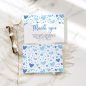 Blue Hearts Boy Valentijn Baby shower Dank u Informatiekaartje