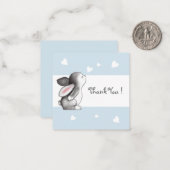 Blue Hearts Bunny Dank je wel Kaarten Notitiekaartje (Voorkant / Achterkant in situ)