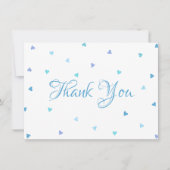Blue Hearts Confetti Chic Script Bedankt (Voorkant)