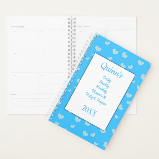 Blue Hearts Daily Budget Planner (Display)