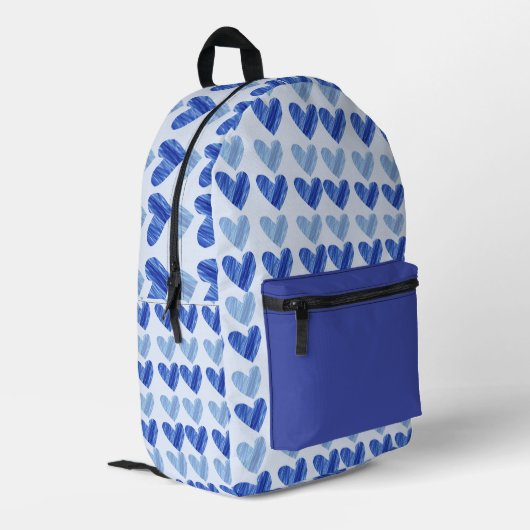 Blue Hearts Delight Backpack Bedrukte Rugzak (Achterkant Hoek Links)