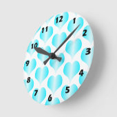 Blue Hearts Design Ronde Klok (Hoek)