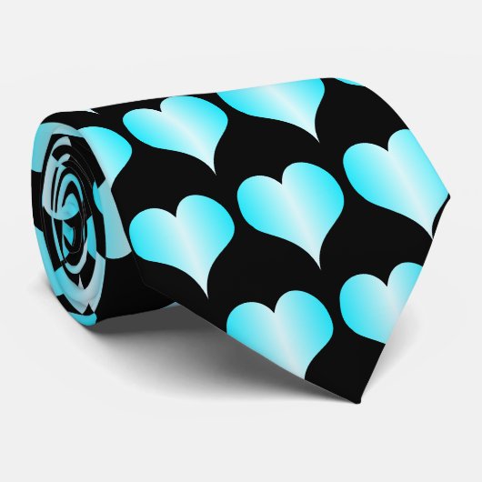 Blue Hearts Design Stropdas (Opgerold)