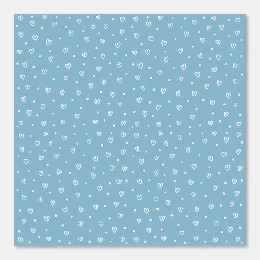 Blue Hearts & Dots Pattern – Cute Hand-Drawn Desig Behang (Voorkant)