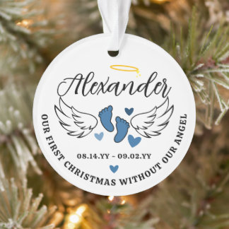 Blue Hearts First Christmas Without Angel Photo Ornament