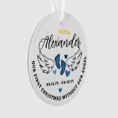 Blue Hearts First Christmas Without Angel Photo Ornament (voorkant)