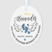 Blue Hearts First Christmas Without Angel Photo Ornament (voorkant)