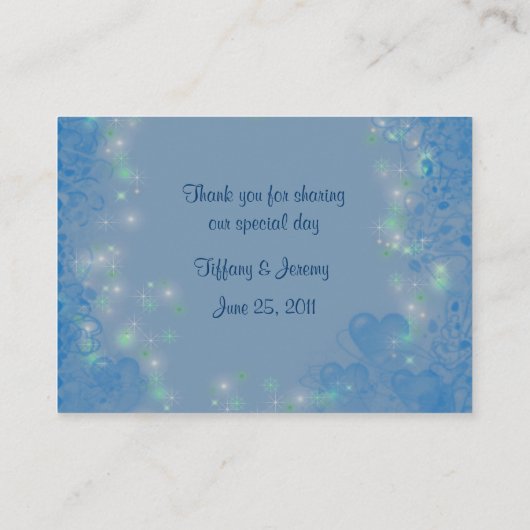 Blue Hearts Gepersonaliseerde Trouwtafel Plaatskaartje (Achterkant)