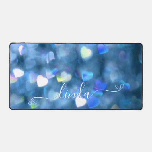 Blue Hearts Glitter Bureaumat (Voorkant)