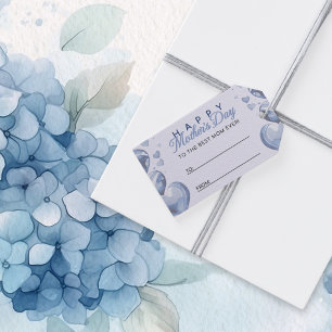 Blue Hearts Happy Moederdag Cadeaulabel