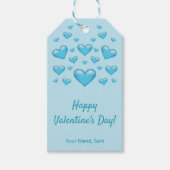 Blue Hearts Happy Valentijnsdag en aangepaste teks Cadeaulabel (Voorkant)