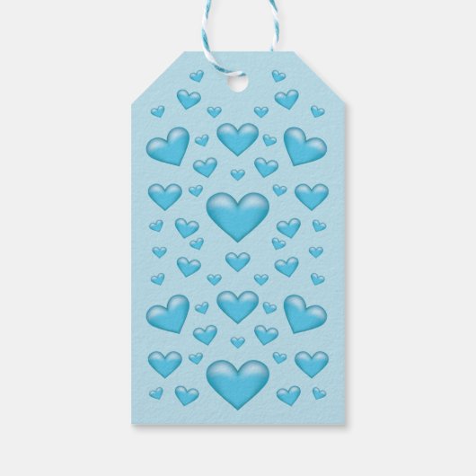 Blue Hearts Happy Valentijnsdag en aangepaste teks Cadeaulabel (Achterkant)