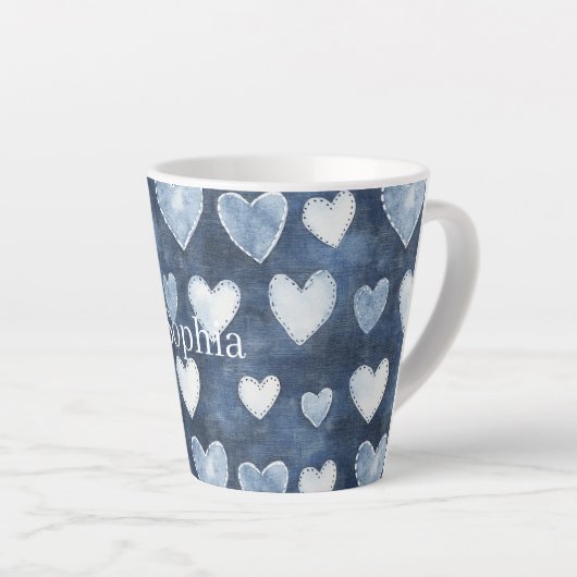 Blue Hearts Latte Mok (Rechterhoek)