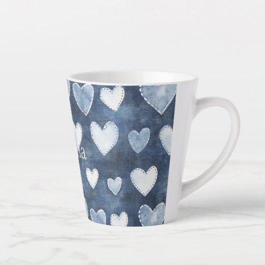 Blue Hearts Latte Mok (Rechts)