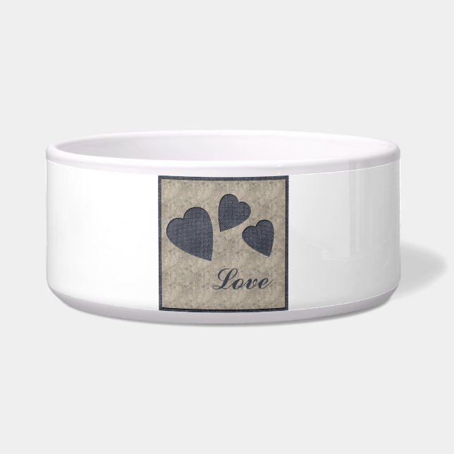 Blue Hearts Love Bowl Voerbakje (Voorkant)