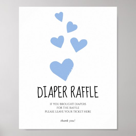 Blue Hearts Luier Raffle Shower Poster (Voorkant)