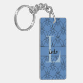 Blue Hearts Monogram en Naam met E-mail Sleutelhanger (Voorkant Links)