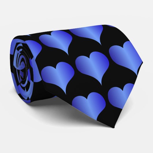 Blue Hearts Ontwerp Stropdas (Opgerold)