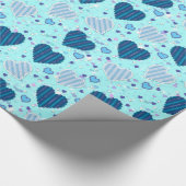 Blue Hearts Patroon Cadeaupapier (Hoek)