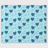 Blue Hearts Patroon Cadeaupapier (Vlak)