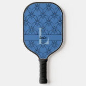 Blue Hearts Pattern Monogram en Name Custom Pickleball Paddle (Voorkant)