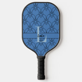 Blue Hearts Pattern Monogram en Name Custom Pickleball Paddle