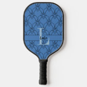 Blue Hearts Pattern Monogram en Name Custom Pickleball Paddle (Achterkant)