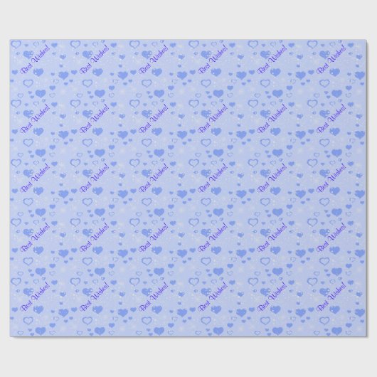 Blue Hearts Pattern Wedding Cadeaupapier (Vlak)