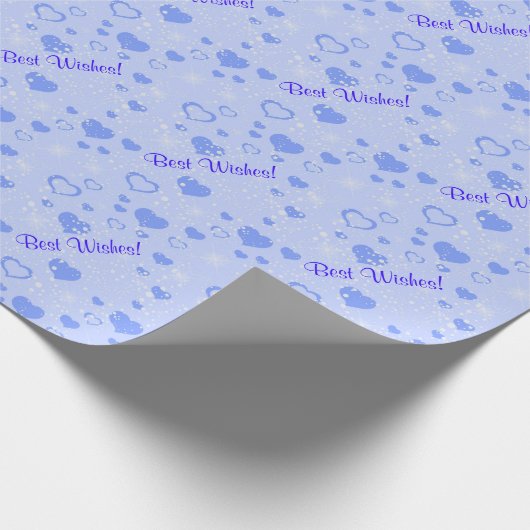 Blue Hearts Pattern Wedding Cadeaupapier (Hoek)