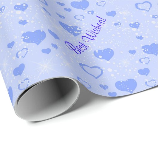 Blue Hearts Pattern Wedding Cadeaupapier (Rol Hoek)