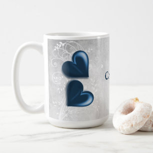 Blue Hearts Personalized Coffee Mok