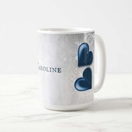 Blue Hearts Personalized Coffee Mok (Voorkant rechts)