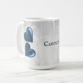 Blue Hearts Personalized Coffee Mok (Voorkant links)