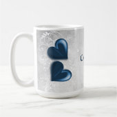 Blue Hearts Personalized Coffee Mok (Links)
