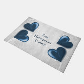 Blue Hearts Personalized Doormat Deurmat (Schuin)
