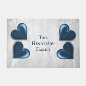 Blue Hearts Personalized Doormat Deurmat (Voorkant)